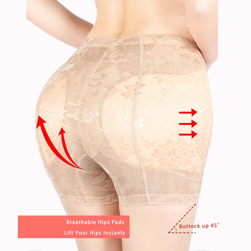 

Women's Shapers Hip Enhancer Panties Fake Buttock BuLifter Up Underwear For Women Crossdresser 2 Removable Pads Shorts Trainer Shaper, Beige