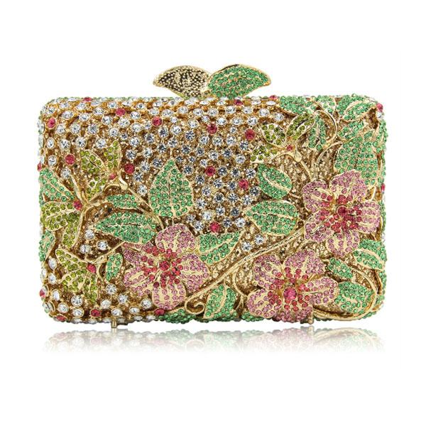 

Evening Bags BRAND Famous Flower Crystal Bridesmaids Clutch Bag Colorful 100% Handmade Purse For Birthday PartyEvening, Color same picture