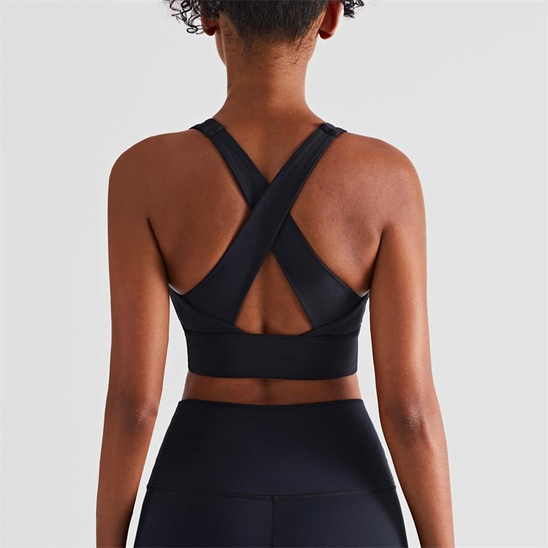 

Yoga Outfit Women Soft Sports Bra U Neck Crossover Beauty Back Skinny Sexy Tank Top Gym Training Lingerie, Black