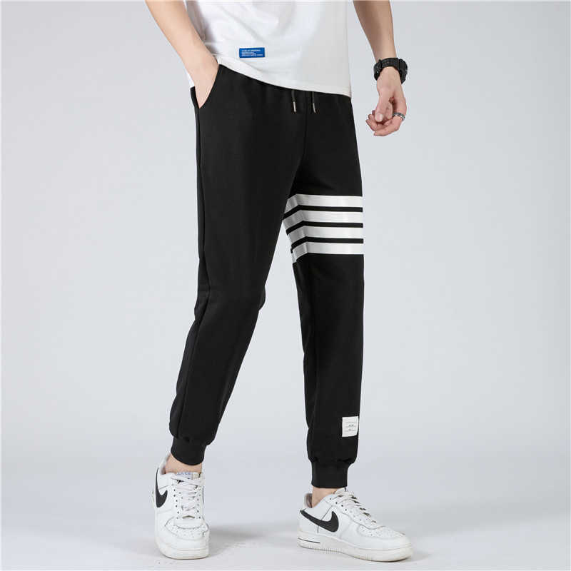 

Turr 2023 New Brand Tb Thom Classic Fashion Pants Men's and Women's Four-bar Yarn-dyed Waffle Cotton Casual Trend, Gray