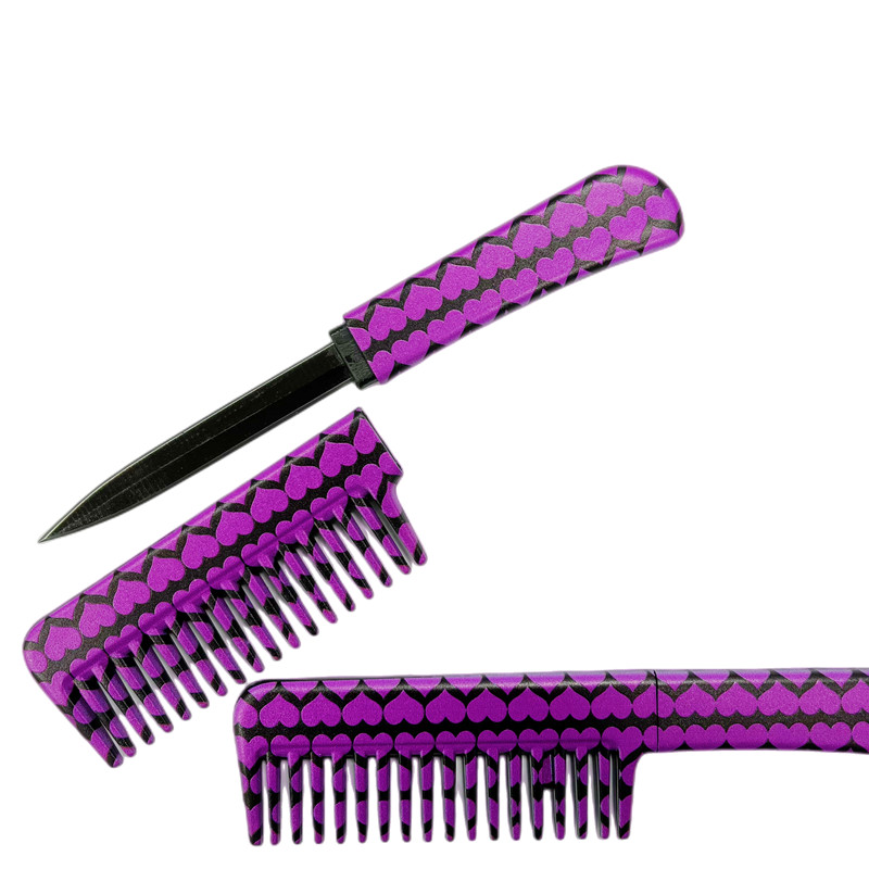 

Concealed Pink Hair Comb knife Brush Self Defense Bulk Vendor