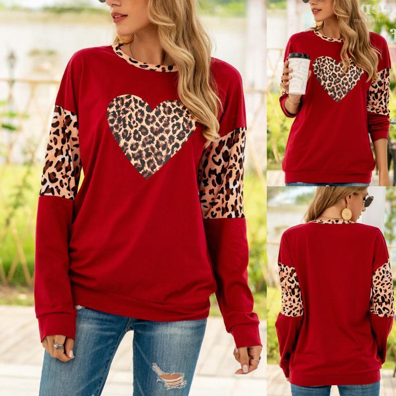 

Women' Hoodies & Sweatshirts Autumn 2022 Winter Print Round Neck Long Sleeve Love Leopard Patchwork Pullover 730, Rd