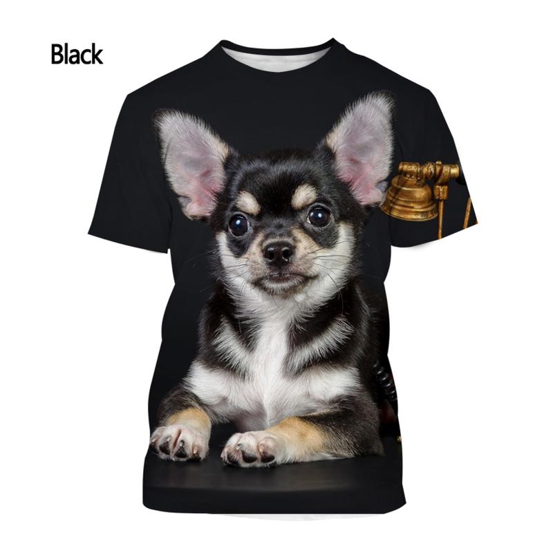 

Men's T-Shirts Fashion Animal Dog Chihuahua 3d Printing T-shirt Men's Summer Casual Short-sleeve Plus Size -5XLMen's, Beige