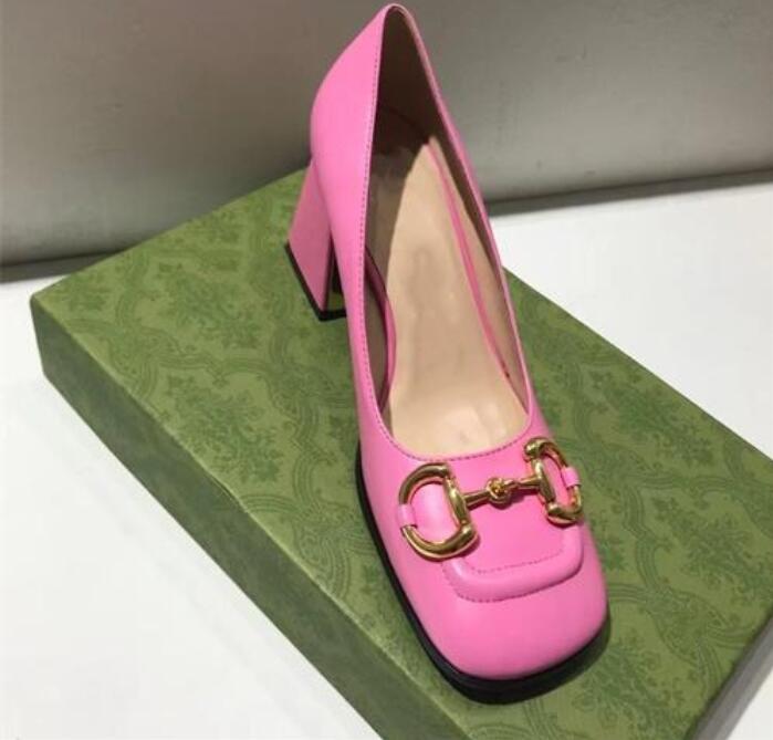 

2022Horse title buckle shows thin thick single heel with female retro high heel small square toe shallow mouth Mary Jane shoes35--42