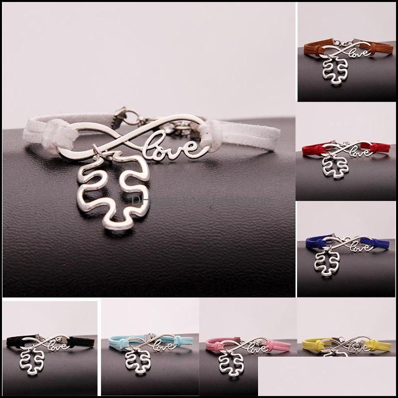 

Charm Bracelets Jewelry Autism Awareness Puzzle Piece Infinity Love Wish Veet Rope Wrap Bangle For Women Men Fashion Friendship Drop Deliver