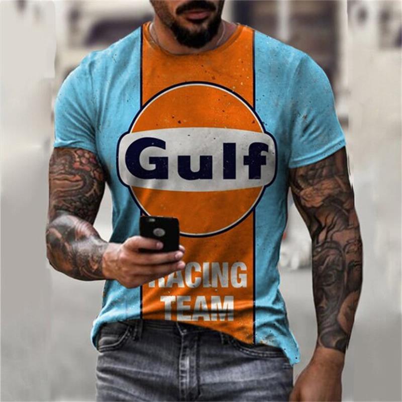 

Men's T-Shirts Casual Summer Retro Europe And The United States Loose Round Neck Street Culture Short-sleeved T-shirt English Letters Print, Qr013