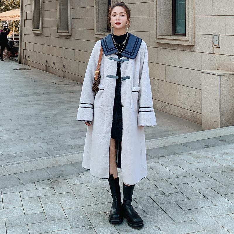 

Women' Down & Parkas Long Coat Female Winter Gentle Wind Stitching Lapel Loose Imitation One Thickening High Quality Casual Fashio Luci22, White