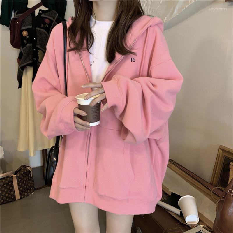 

Women's Hoodies & Sweatshirts Plus Women Zip-up Turn-down Collar Pocket Long Sleeve Korean Style Trendy Casual BF Ulzzang Harajuku Womens Da, Thin style-orange