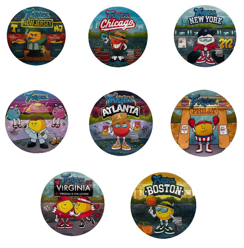 

Packing Bags Round Shaped Bag 3.5G New design mylar runtz backpack boyz trufflez edibles packaging shape bags