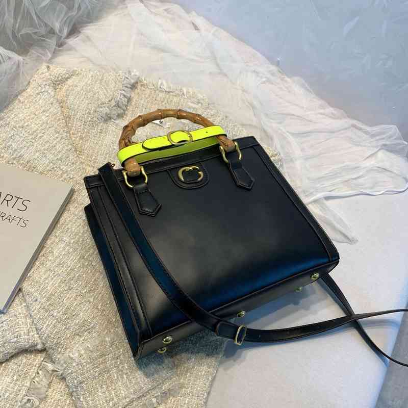 

new style square bamboo handbag sling one shoulder women's Bag Messenger Mini Tote Bag, White