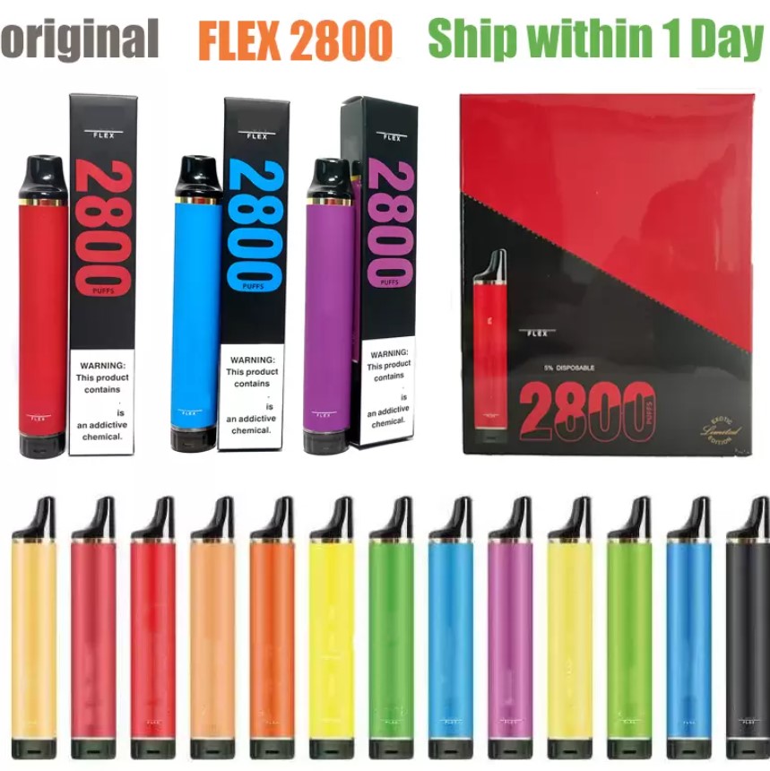 

Puff Flex 2800 Bars Hits 2% 5% disposable Vape pods device kits e cigarette 850mah battery pre-filled 8ml vaporizer 20 colors in stock