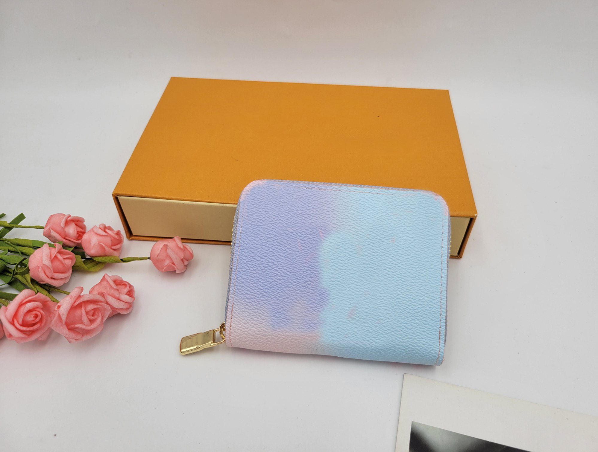 

M81270 OnTheGo ZIPPY wallet canvas pochette real Cowhide-leather women men Spring in the City color gradations sunrise pastel cash card bag COIN PURSE