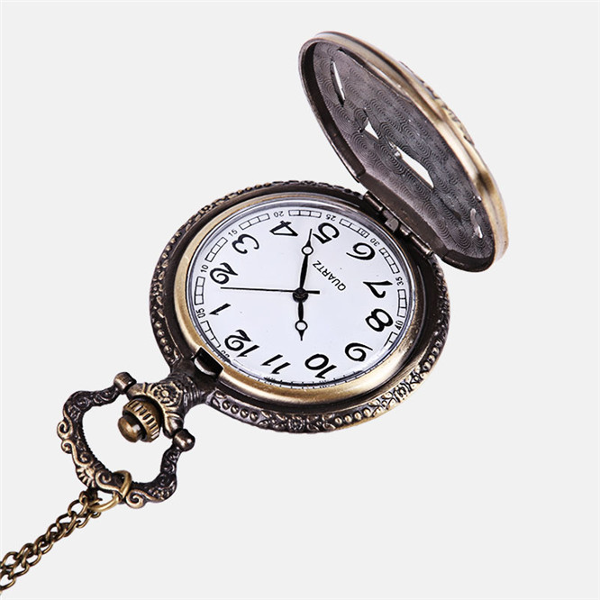 

10pcs Large Chinese Zodiac ox relief hollowed out antique pocket watch bronze twelve-6, Black