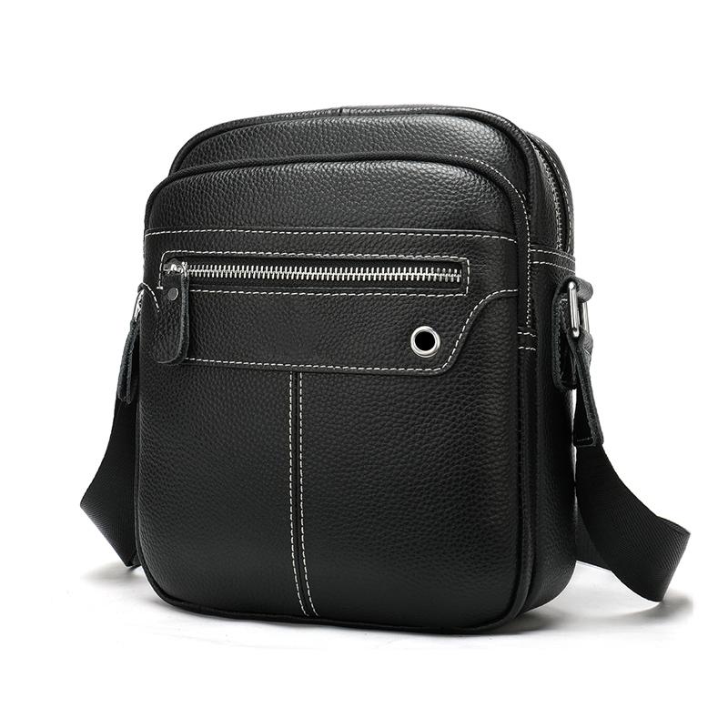 

Evening Bags Men's Genuine Leather Male Shoulder Bag Man Messenger Handbag Fashion Flap Zipper Casual Crossbody Packet Cowhide Purse, Black