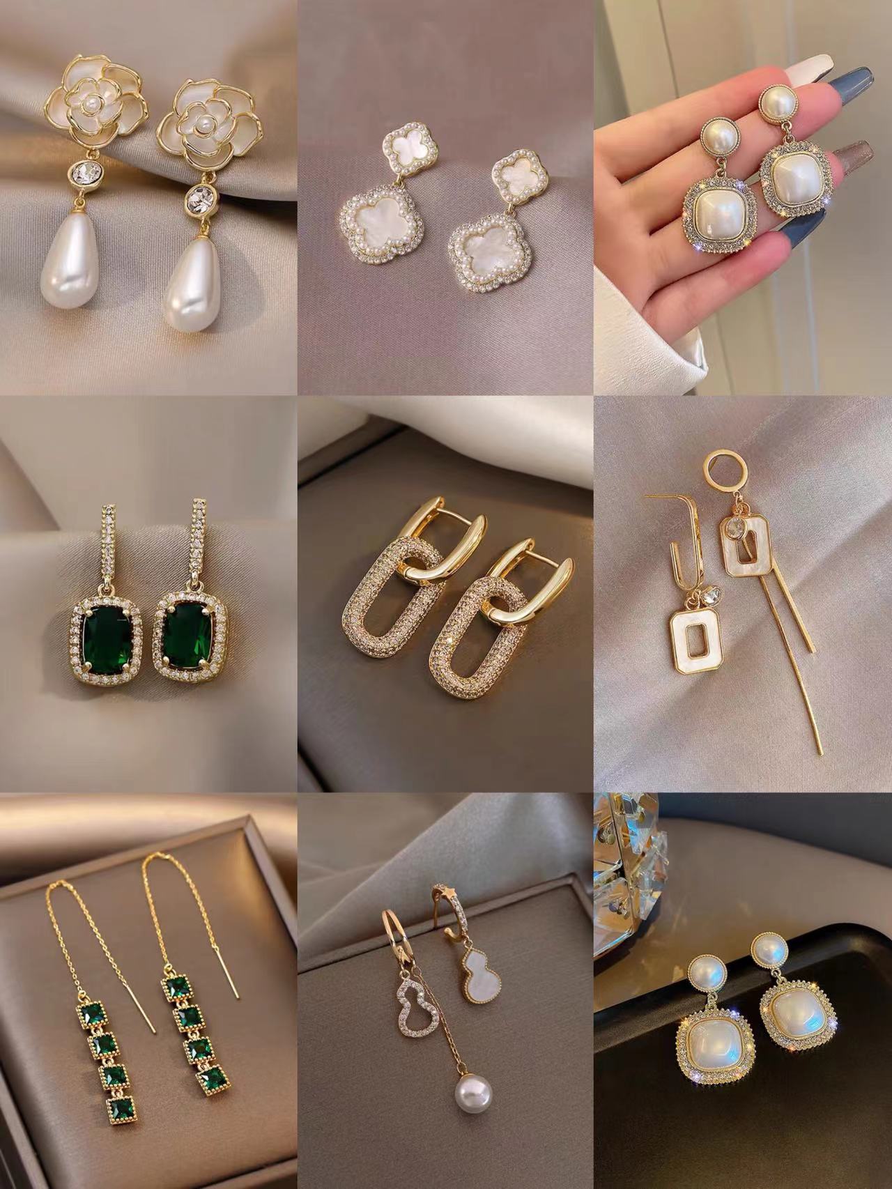 

Mixed 18K Gold Stud Plated 925 Silver Luxury Brand Designers Letters Stud Geometric fashion Women Round Crystal Rhinestone Pearl Earring Wedding Party Jewerlry