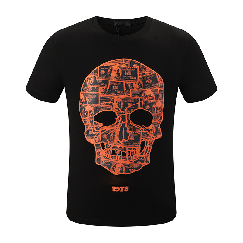 

wholesale crystal Skull Tees designer men T-shirt Summer print letter Casual Punk tiger tops Tee Shirts man Fashion luxury clothing paint element short sleeve cotton, 24