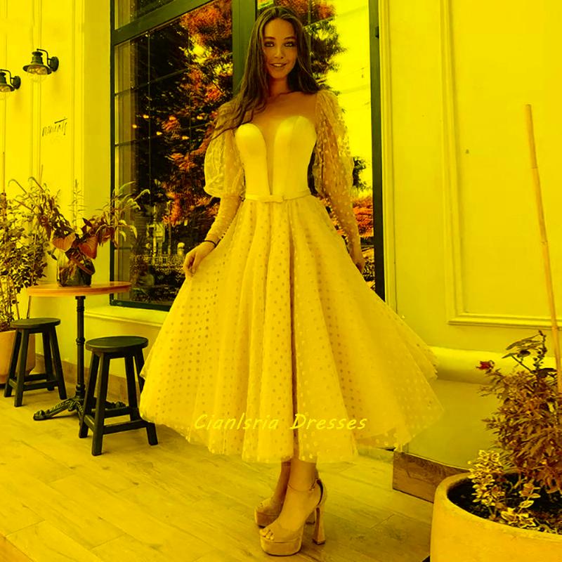 

Party Dresses Pink Princess Dots Tulle -Length Homecoming Illusion Back Long Sleeve Lace Up Short Cocktail Graduation DressParty PartyParty, Black