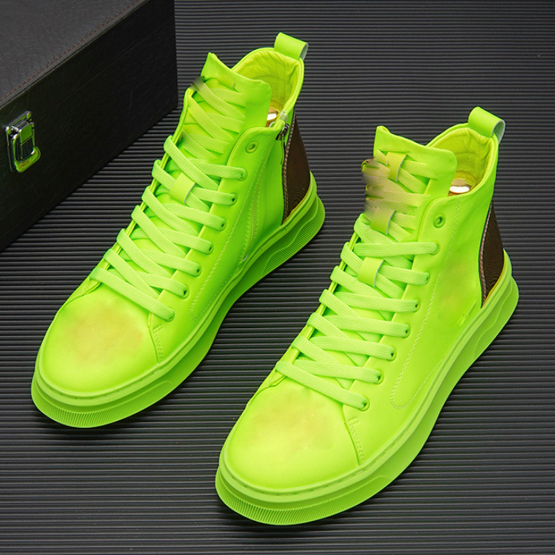 

Men Boots PU High Top Lace Up Ankle Print Flat Bottom Comfortable Lightweight Classic Outdoor Anti Slip Fashion Boots DH953, Clear