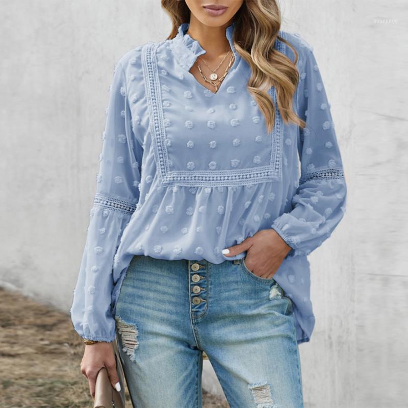 

Women' Blouses & Shirts Elegant Summer Fashion Casual Chiffon Long Lantern Sleeve Top Blouse Vetement Femme 2022 Blusas Y Camisas Comfort, Blue