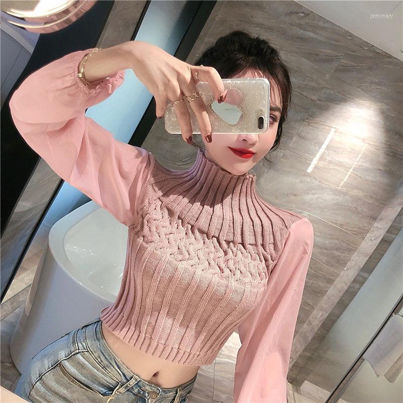 

Women' Sweaters Woman Pullover Knitwear Women' Long Sleeve Spring Lantern High Waist Sweater Autumn Femme ChandailsWomen' Jemi22, Black