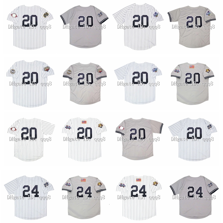 

Nik1 1999 World Series Vintage Jorge Posada Baseball Jerseys Tino Martinez 2001 2000 2003 2009 White Grey Size S-4XL, As pic