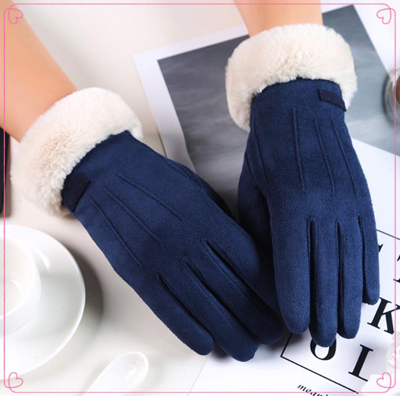 

Five Fingers Gloves Women Winter Warm Touch Screen Women's Fur Full Finger Mittens Glove Driving Windproof Hivers Femme GuantesFive FiveFive