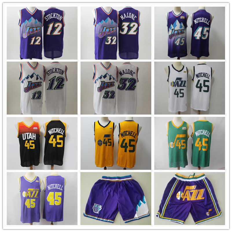

Utah''Jazz''Men Jersey John 12 Stockton Karl 32 Malone Donovan 45 Mitchell Basketball Jerseys Basketball Shorts purple black, Color