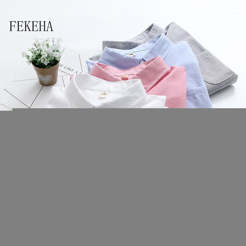 

Women' Blouses & Shirts FEKEHA Autumn Long Sleeve Women And White Blue Oxford Female Ladies Casual Shirt Tops Cotton Blusas Blouse, Gray
