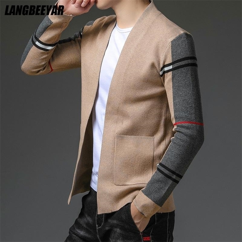 

Top Grade Autum Winter Designer Brand Luxury Fashion Knit Cardigans Sweater Men Casual Trendy Coats Jacket Men Clothes 220812, Khaki