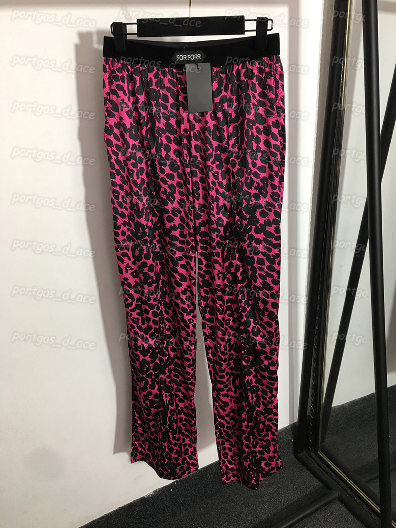

Leopard Womens Pants Designer Elastic High Waist Trousers Letters Luxury Fashion Pants, Purple with label #20222764