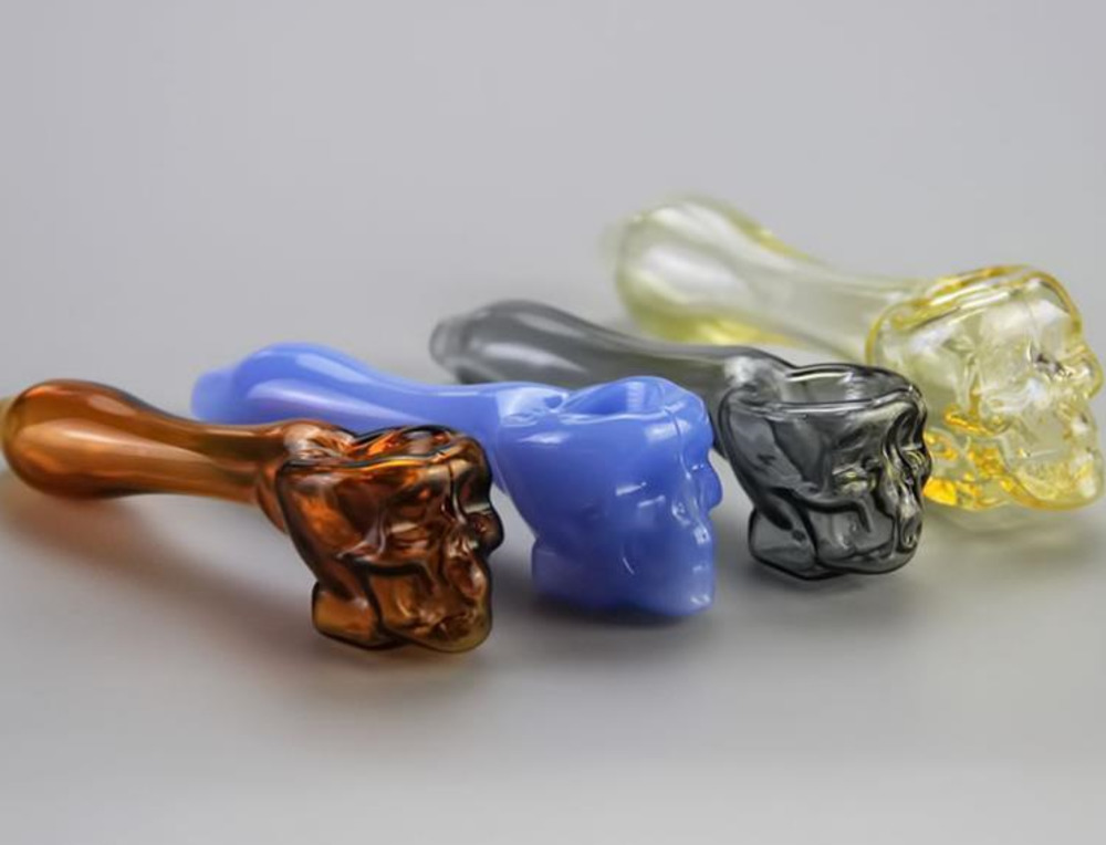 

Skull Glass smoking pipe multicolor 2 styles hold portable pipes for Good quality good price