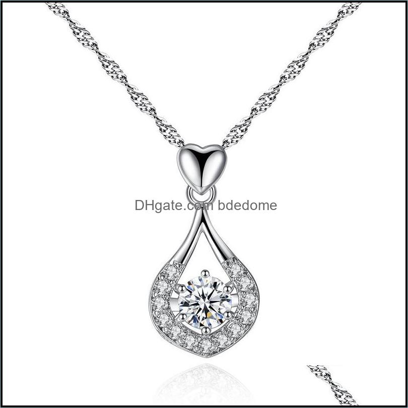 

Pendant Necklaces Pendants Jewelry Piece Hanging Heart Shape Water Drop Box Chain Necklace Setting Cubic Dhj7U