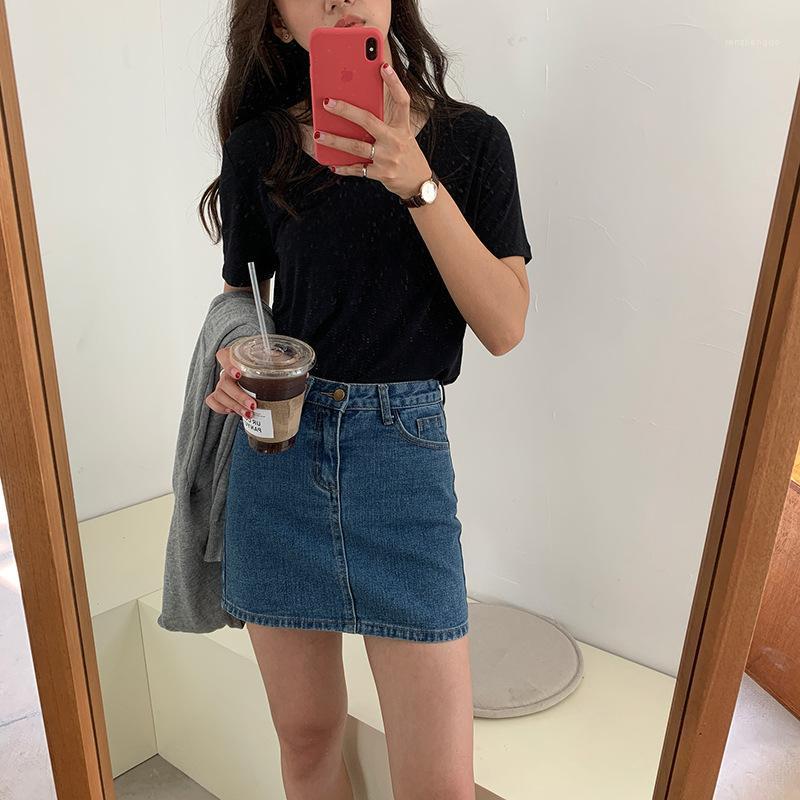 

Skirts American Style Basic Washing Water High-waisted Denim Skirt Female 2022 Spring/summer Korean Version Of Fashion Casual, Sky blue