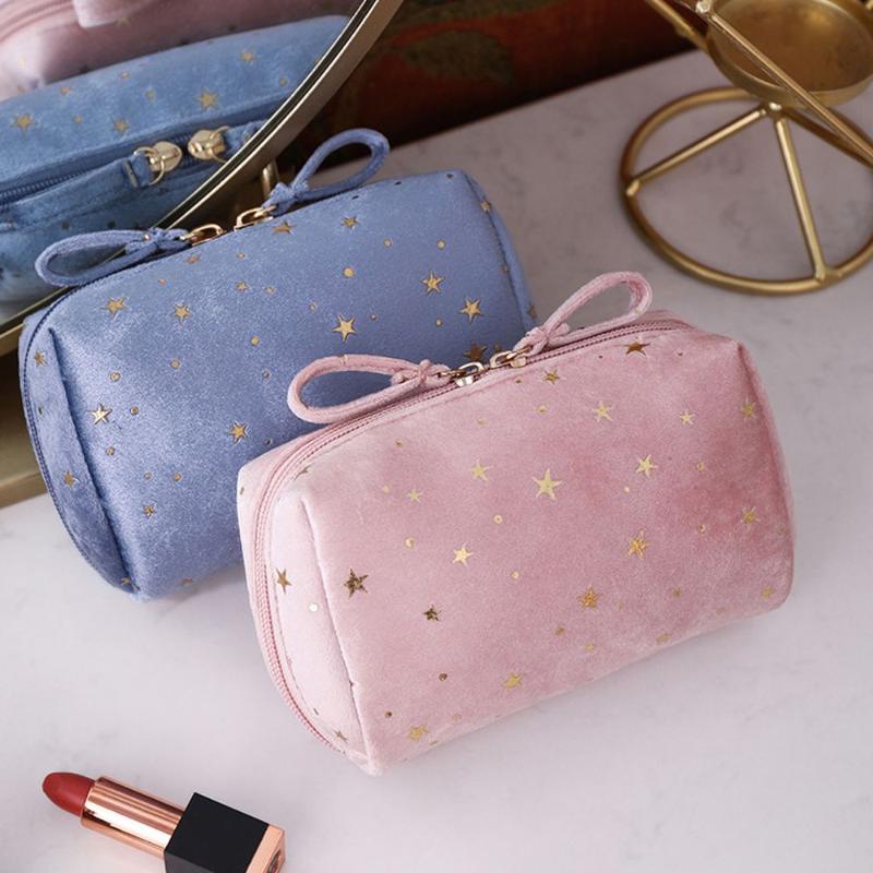 

Cosmetic Bags & Cases Women Velvet Fashion Handbag Storage Bag Travel Organizer Makeup Toiletry, Blue