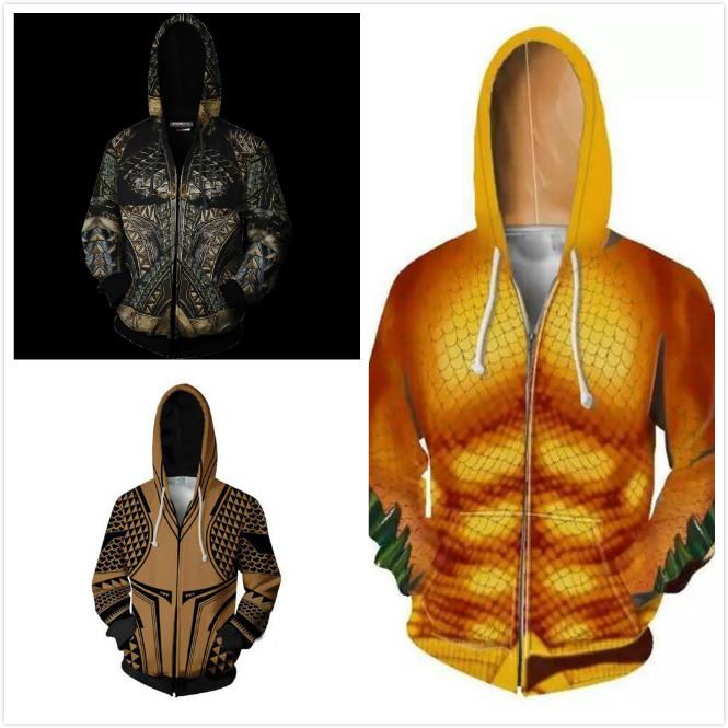 

Men' Hoodies & Sweatshirts Movie Aquaman 3D Printing Zipper Hooded Men Cosplay Costume Spring Jacket SweatshirtMen, Beige