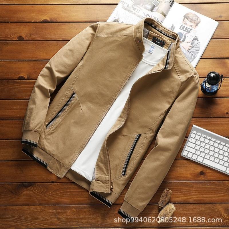 

Men's Jackets Autumn Bomber Jacket Men Casual Collared Lightweight Coats For Solid Color Coat Fashion Clothing Plus SizeMen's, Green