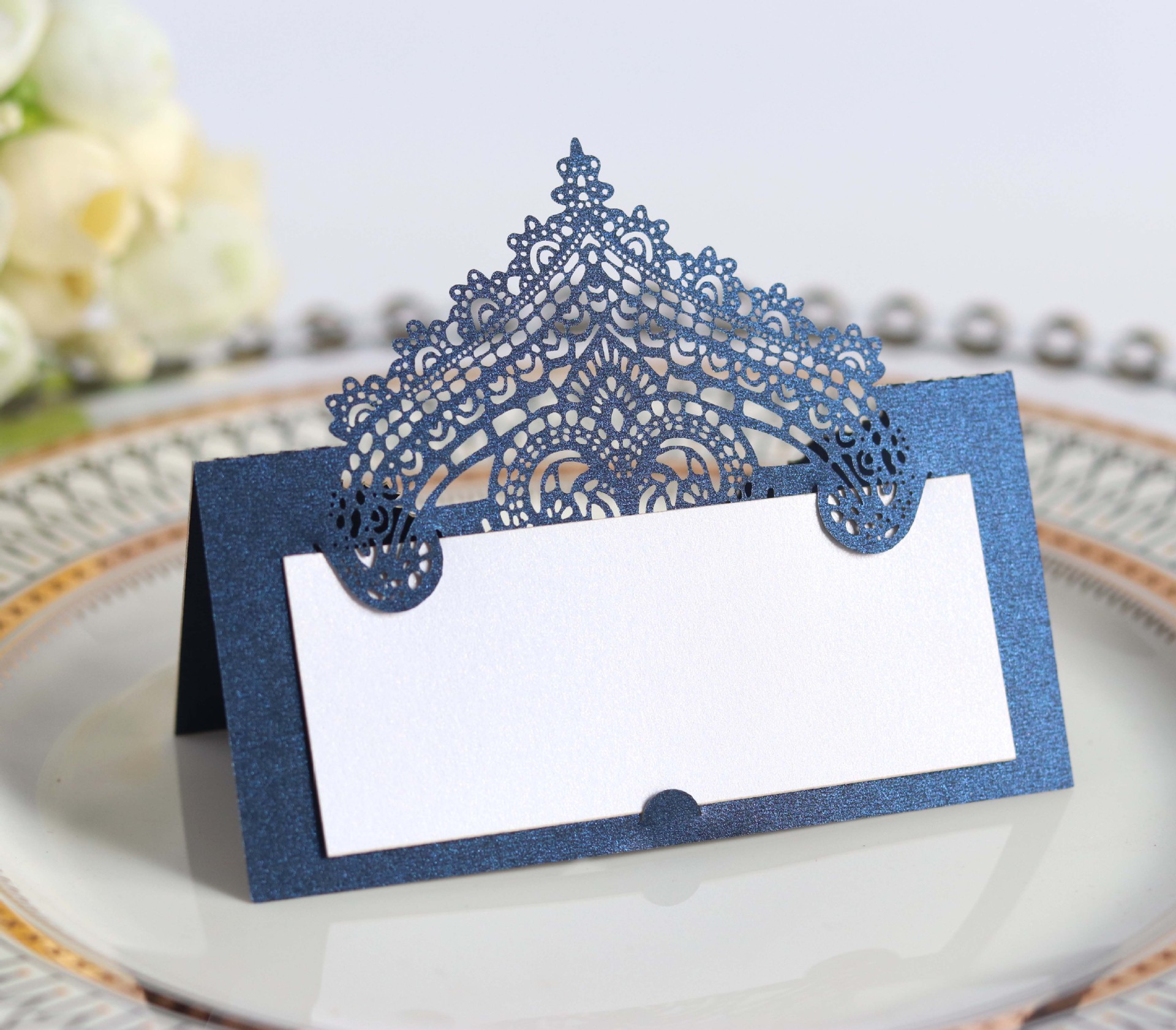 

Wedding Invitations Laser Cut Lace Flower Table Name Place Cards Name Message Setting Card Birthday Party Favor Decoration, Customize