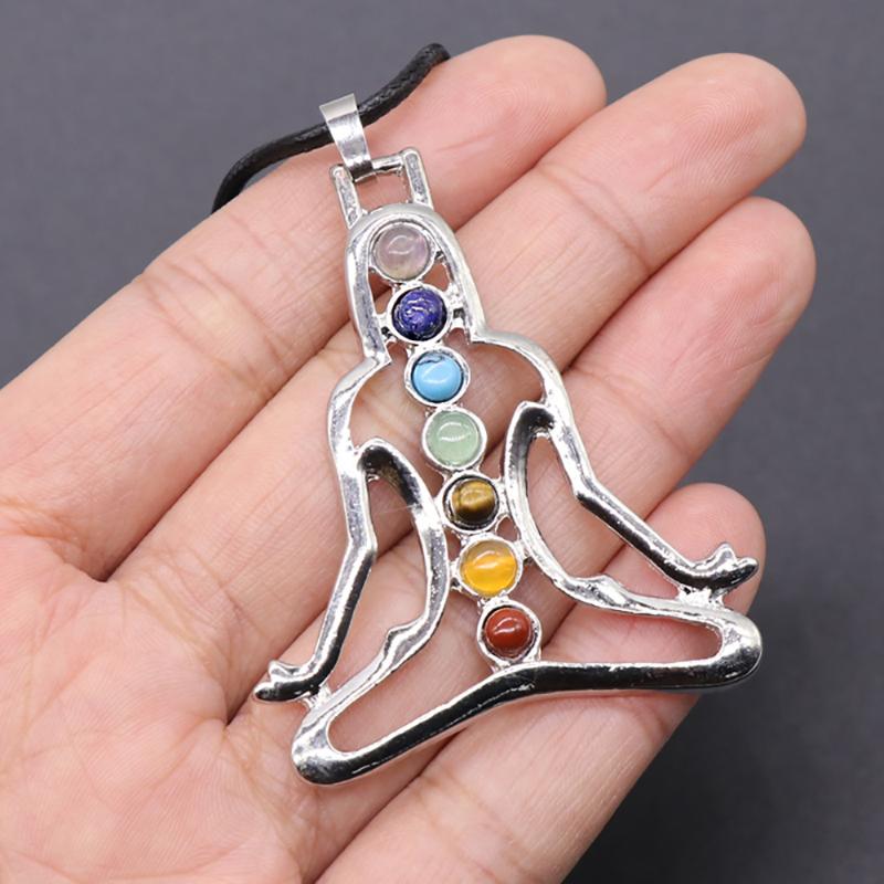 

Pendant Necklaces Chakras Yoga Meditation Gemstones Charms Buddha Reiki Healing Crystals Alloy Pendants For Jewelry Making DIY NecklacePenda