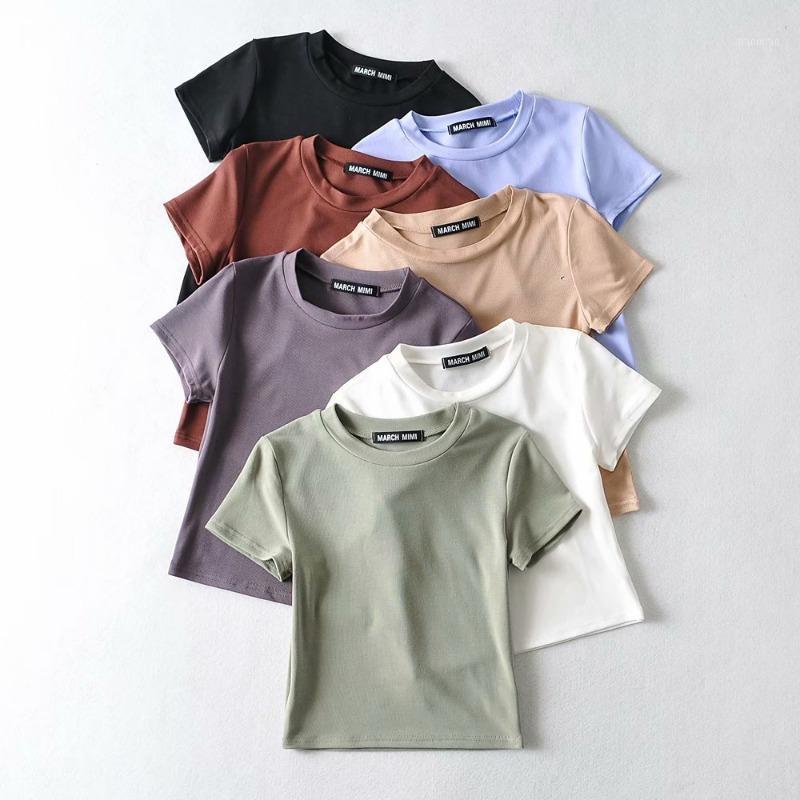 

Women' T-Shirt Summer Tops Solid Color Trend O Neck Slimming Short-sleeved Casual T Shirt For Womens Tee 2022 Streetwear, Army green