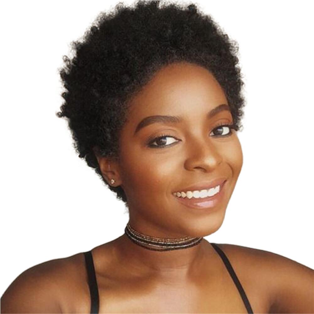 

Celebrity Afro Kinky Curly Short Machine made Human Hair Wigs Curl Glueless Bob Brazilian none Lace Front Wigs, Natural color