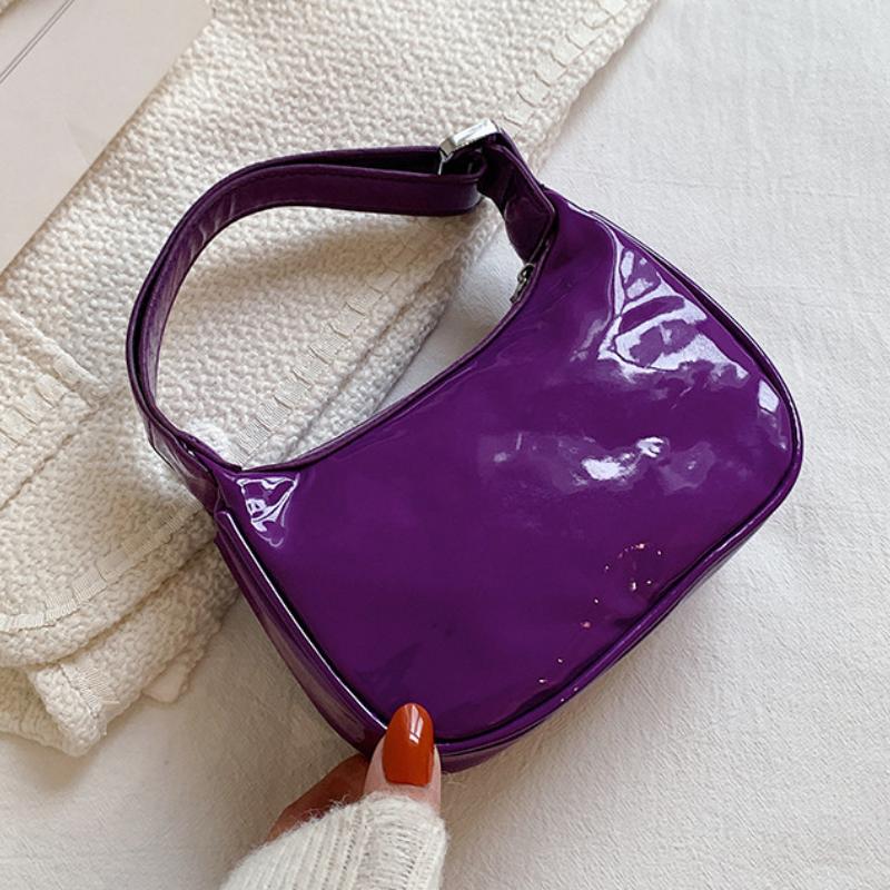 

Evening Bags Fashion Patent Leather Women Shoulder Vintage Female Casual Tote Handbags Candy Color Cute Bag, Green