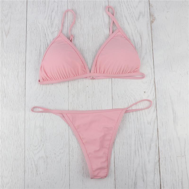 

Women' Swimwear Sexy Bikini Women Swimsuit High Waist Beach Wear Two-pieces Set Solid Bather Bathing Suit Maillot De Bain, Pink