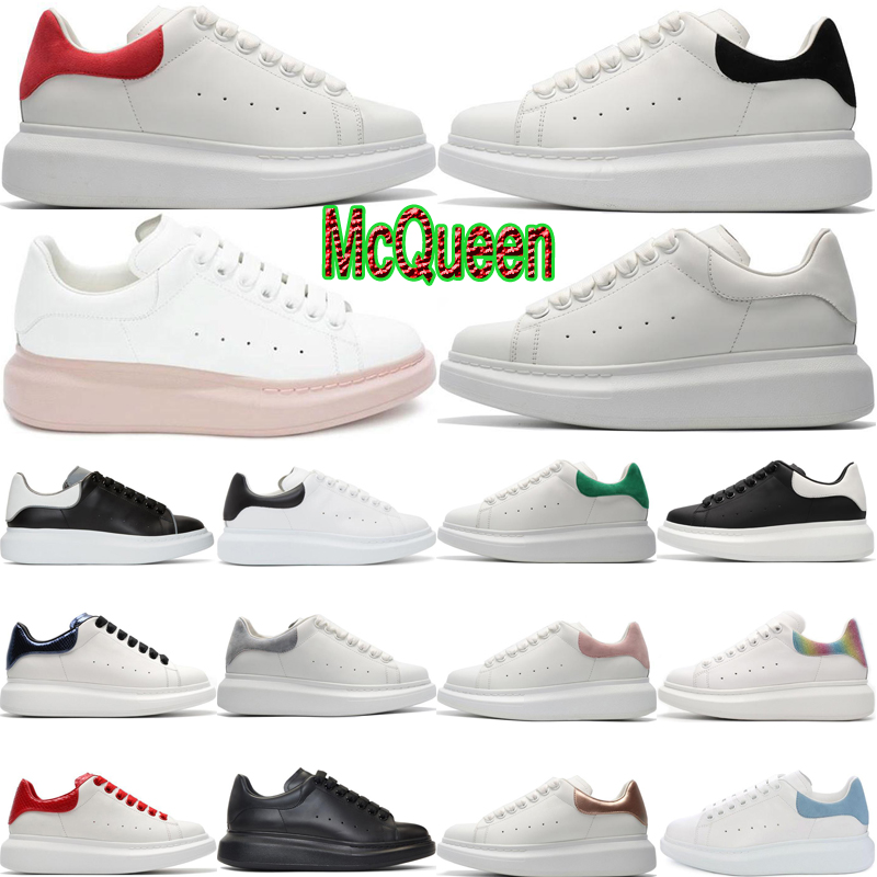 

designer sneaker shoes MC queens alexander women Casual shoes mens leather white platforms with pinks black red green outdoor sneakers size 36-44, Green suede