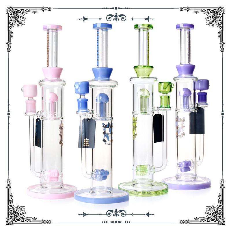

Thick Glass Hookahs Water Bongs Smoking pipe Heady Dab Rigs 15 inches Water Pipes with 6 arms perc