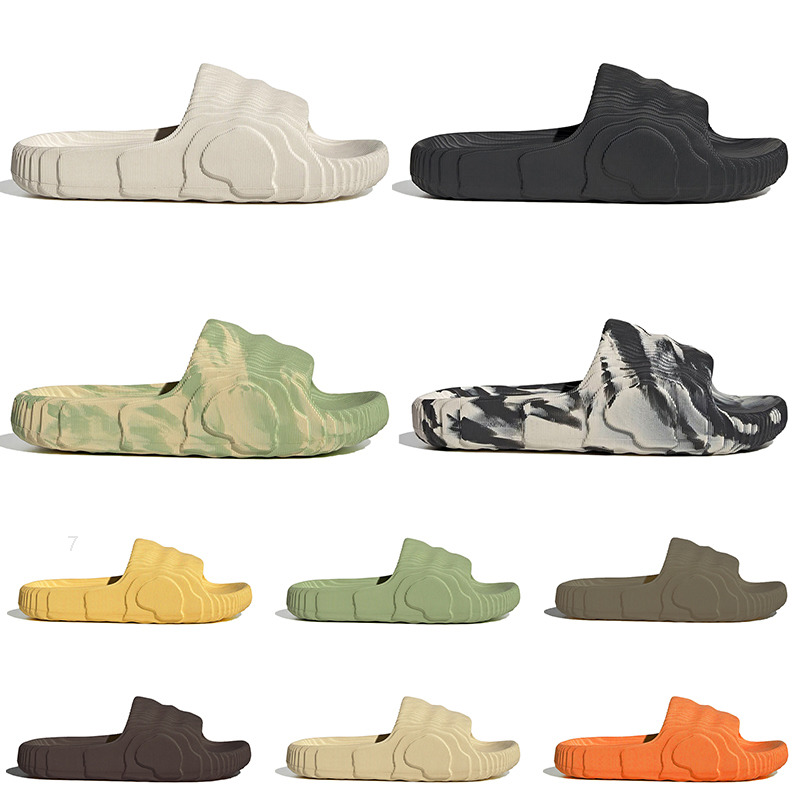 

adilette 22 sliders Slippers Slides designer foam runner sandals mens womens Grey Desert Sand Magic Lime luxury shoes pantoufle flip flops, Black grey