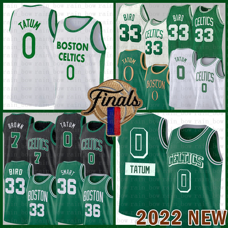 

2022 Patch Basketball Jersey 0 33 7 36 Bostons Celtices Jayson Tatum Larry Bird Jaylen Brown Marcus Smart New Green 01
