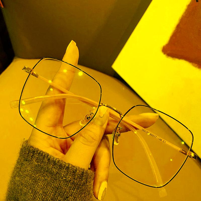 

Sunglasses Unisex Big Square Frame Anti-UV Blue Rays Glasses Metal Computer Goggles Eyeglasses Women Fashion Eyewear Vision CareSunglasses