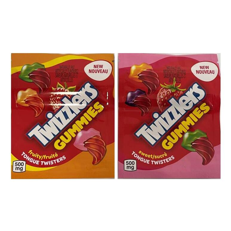 

600 mg candy packaging bags twizzlers gummies sweet fruity minis twists tangy smell proof zipper mylar plastic bag