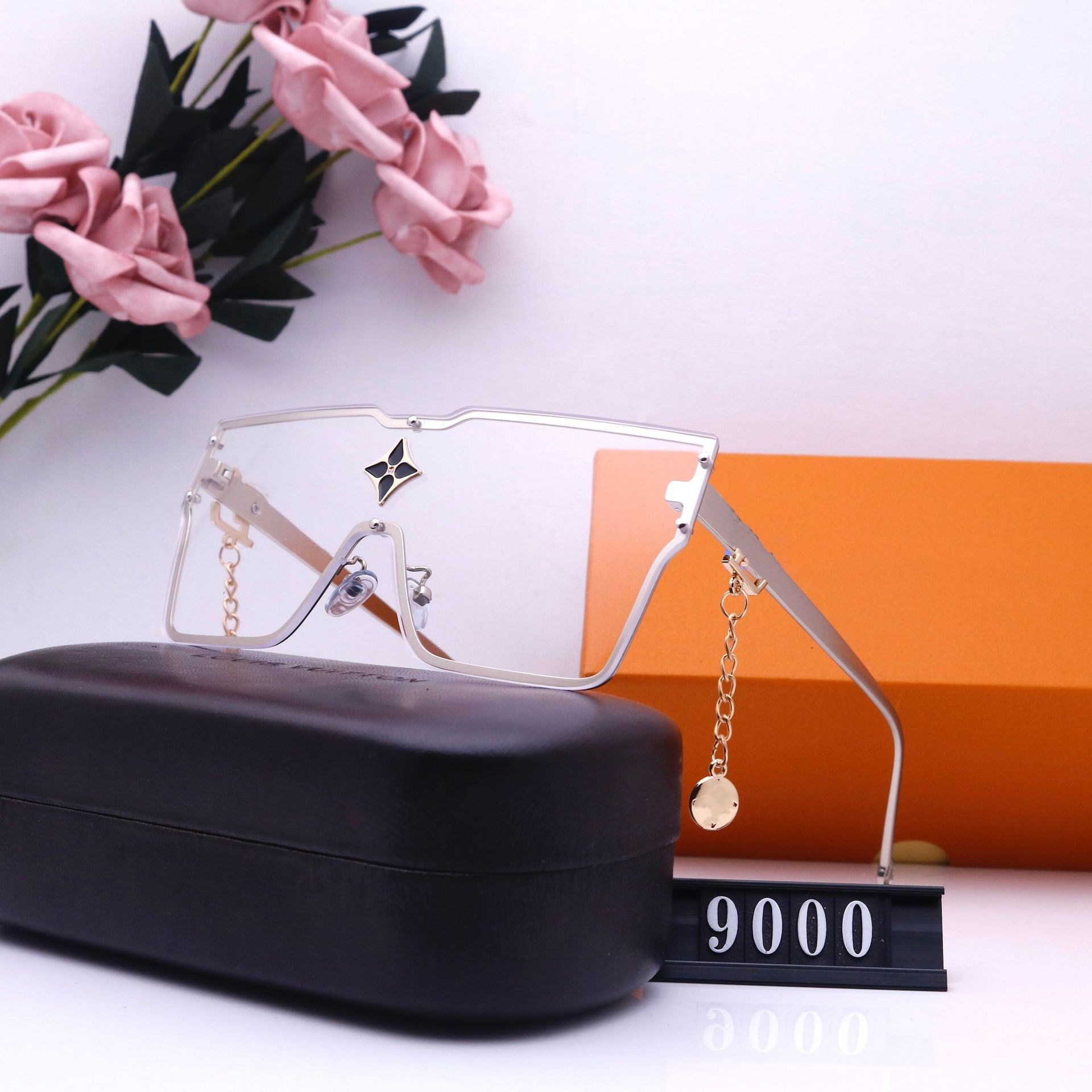 

Vintage Square Sunglasses Women Siamese Oversized Sun Glasses For Women Luxury Brand Rimless Ocean Lens Big Shades Oculos De Sol