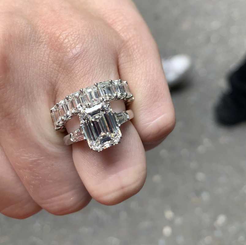 

Cluster Rings Luxury 100% 925 Sterling Silver Emerald Cut Diamond Wedding Engagement Cocktail Bands Set For Women Fine Jewelry GiftCluster